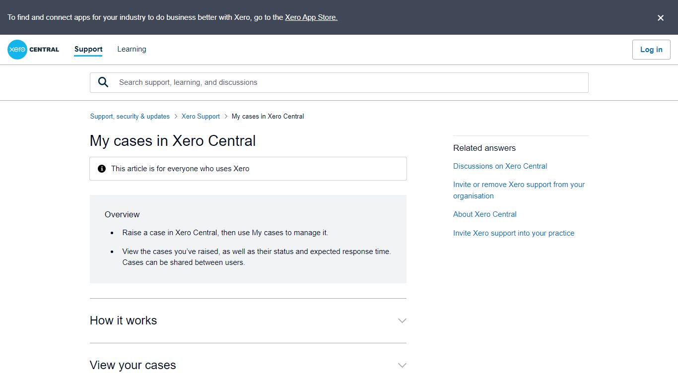 My cases in Xero Central – Xero Central