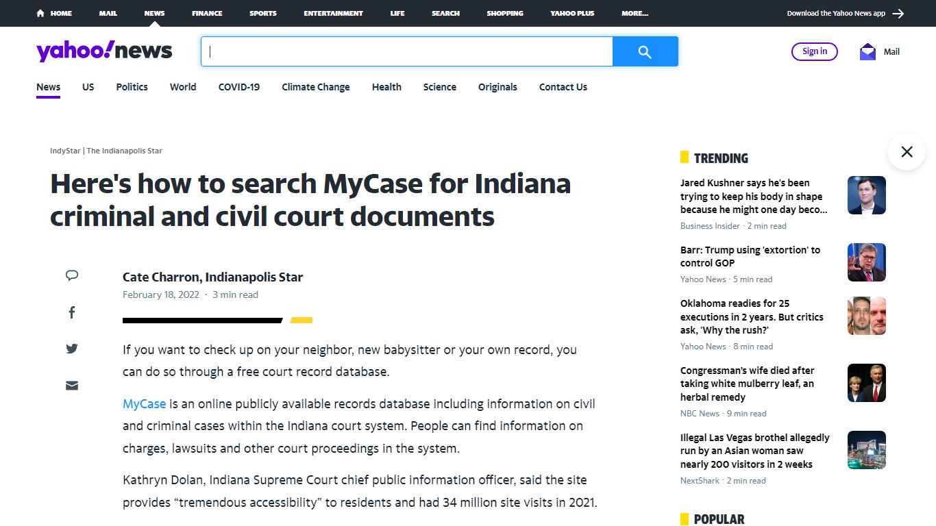 Here's how to search MyCase for Indiana criminal and civil court documents